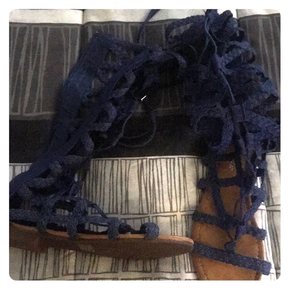 Denim gladiator sandals